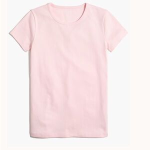 J.Crew Factory Fine Rib Cotton Tee in Light Pink, Short Sleeve Crew Neck T-Shirt